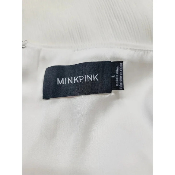 MINKPINK Cream Flutter Sleeve Dress Size Large - Picture 6 of 8